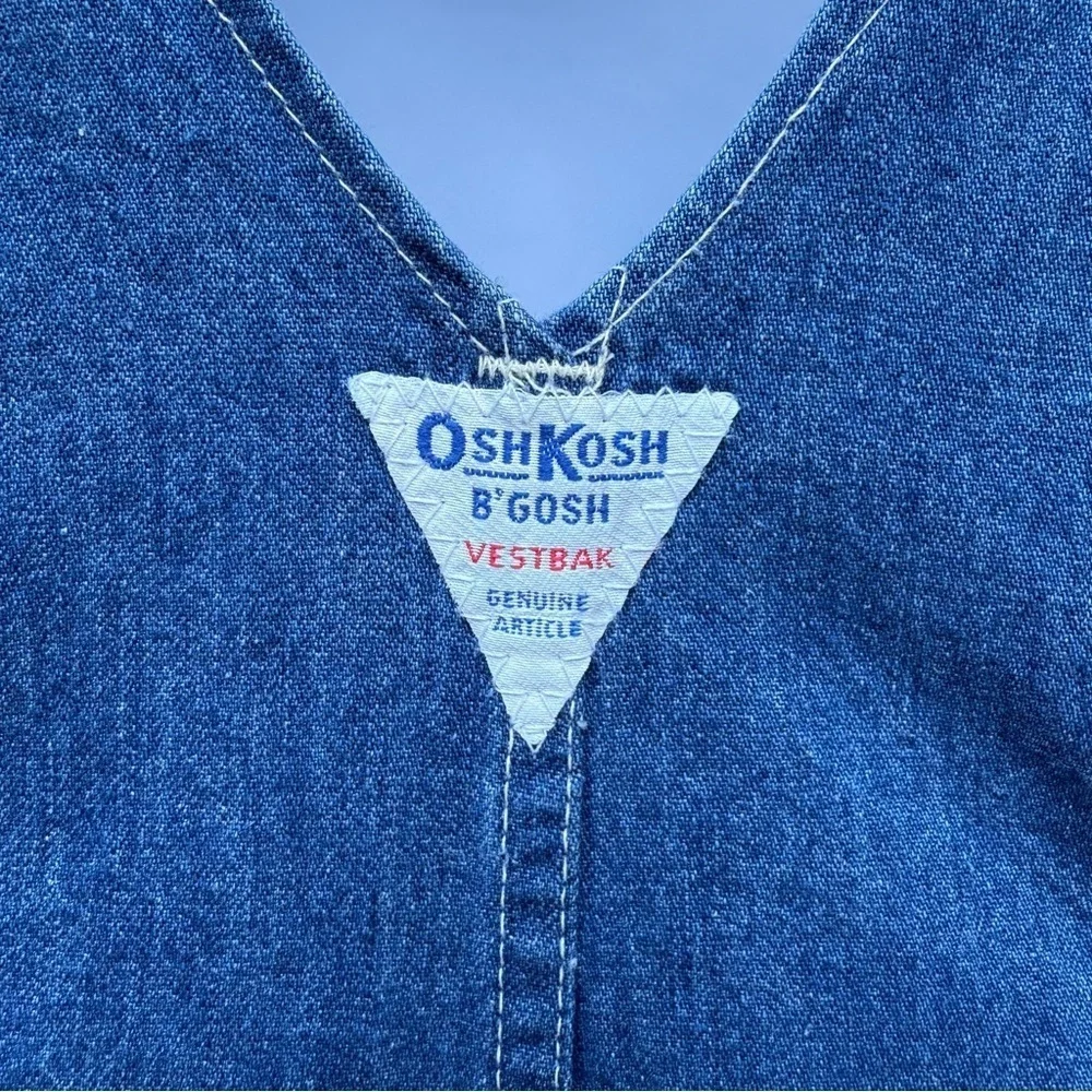 Vintage OshKosh B'Gosh Denim Blue Overall Dress Size 5 Vestbak USA Made